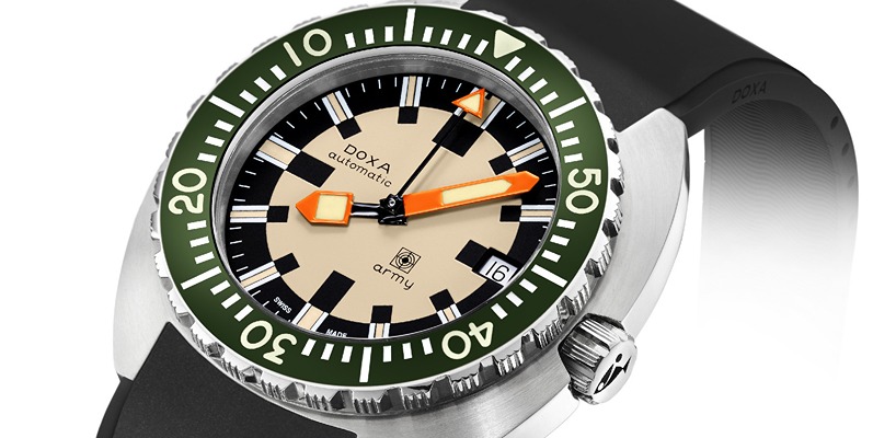 DOXA Adds Green Hunter Steel Bezel to DOXA Army Watch